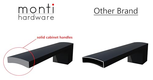 monti hardware | 5 Pack Flat Black 10 Inch Hole Center | Solid Metal Cabinet Handles Bathroom Home Decor Drawer Pulls | Stainless Metal Kitchen Cabinet Handles | Etna Collection by monti hardware - Image 4
