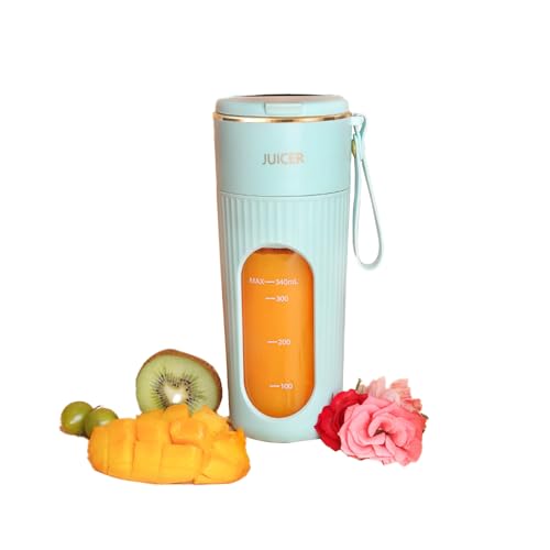 Personal Blender for Smoothies and Shakes,12oz Cordless Juice Blender with 14 Blades,Portable Juicer Cup with Digital Display,USB Rechargeable for Kitchen Office Gym Travel (Green)