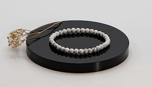 Ltc Designs Shiny 4Mm Round White Howlite Stretch Bracelet, 6.5" For Men, Women, And Teens #TOP4
