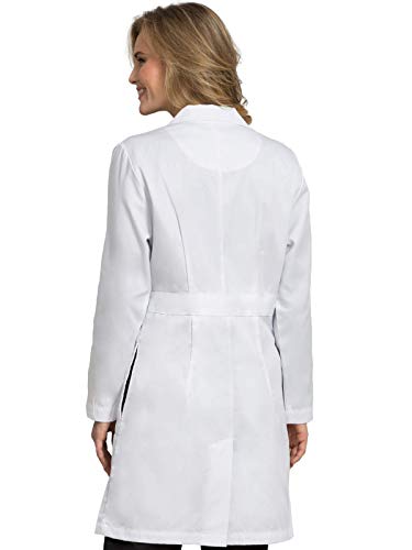 Med Couture Women's Lab Coat 37 Inch White Labcoat Long, Size S