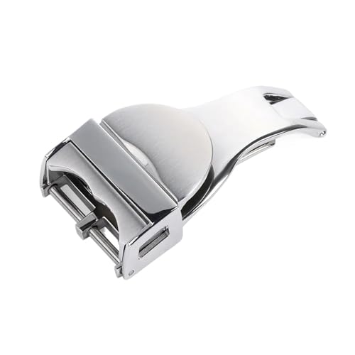 Fibbia for cinturino for orologio for fibbia in acciaio inossidabile da 18 mm accessori for chiusura pieghevole solida for uomo fibbia for bottone in metallo argentato in pelle