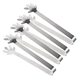 VALICLUD 4 Stück Edelstahl Servierzange Kleine Multifunktionale Eis Zuckerzange für Küche Bar Buffet Robuste Greifzange für Eiswürfel Salat und Grill