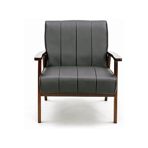 Panana Faux Leather Armchair with Wood Frame Cover
