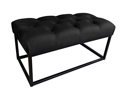 MartHome Sitzbank mit Beinen Chesterfield - Sitztruhe, Sitzhocker - Gepolsterte Bank, Einzelbank - Stabiler Rahmen, Modernes Design - Bank Sitzmöbel, Flurbank (Schwarz MG19)