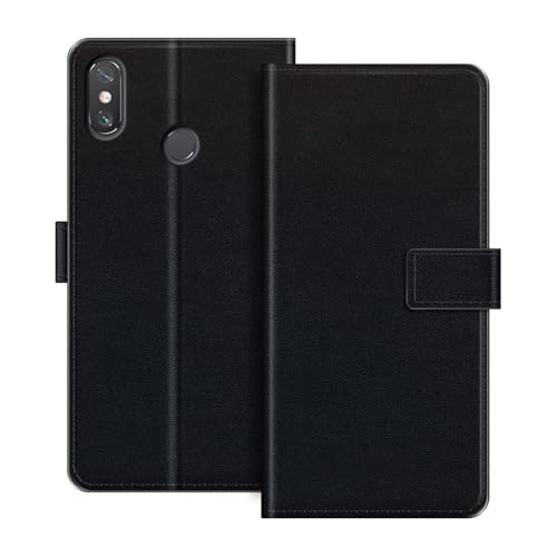 ESACMOT Funda de Cartera de Cuero Compatible con Xiaomi Mi MAX 3 Funda Tipo Libro con Tarjetero y Soporte, Cierre Magnético, Estilo Folio Resistente a (Negro)
