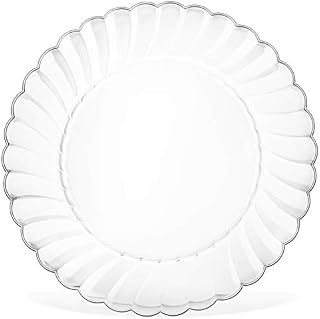 50 Premium Hard Clear Plastic Plates Set By Oasis Creations - 6" Clear