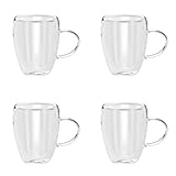 Latte Macchiato Tassen 4er Set- Macchiato Gläser doppelwandig, Gläser hitzbeständig, moderne Design Kaffeetassen aus Borosilikatglas (clear1, 250, Milliliter)
