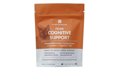 Dr. Bill's Feline Cognitive Support | Memory Support Supplement For Cats | Pet Supplement | Contains Gingko Biloba, L-Carnosine, Vitamin B-12, L-Glutamine, L-Tyrosine, And Dha #TOP23