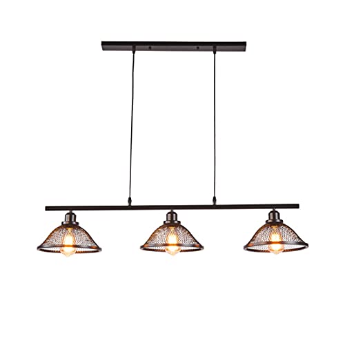 Suspension cage métal noir au design industriel raffiné luminaire 3 lumières haut de gamme