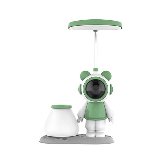 Flenzy Plastic Astronaut Table Desk Lamp with Pen Holder, Green, Pack of 1