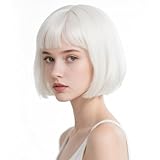 Onedor 10" Short Straight Hair Flapper Cosplay Costume Bob Wig (1001# - White)