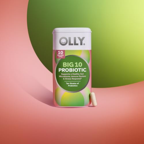 Image of OLLY Big 10 Probiotic, Healthy Gut Microbiome, 10 Billion CFUs - 30 Count