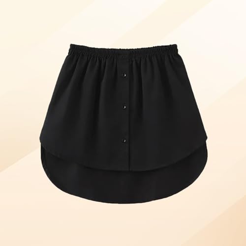 Solid-Colored Underskirt Buttoned Above-The-Knee Half-Skirt Adaptable to Casual Underskirt. Black