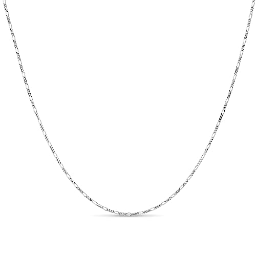 KEZEF Sterling Silver 1.5mm Figaro Chain Necklace for Women - 925 Italian Diamond Cut Chain, Available in Silver, 18K Yellow Gold, Rose Gold, 16-30 Inches