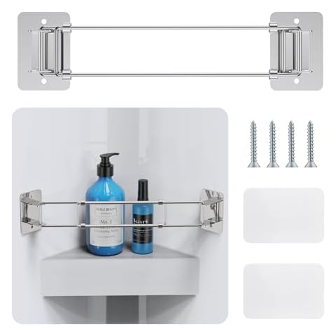 Ristow RV Shower Corner Storage Bar Adjustable 180ยฐ Stainless Steel Rod for Corner Shelves in Camper, RV Bath Accessory for Securing Toiletries- RV Bathroom Organization RV Accessories - 1 Packs Cover