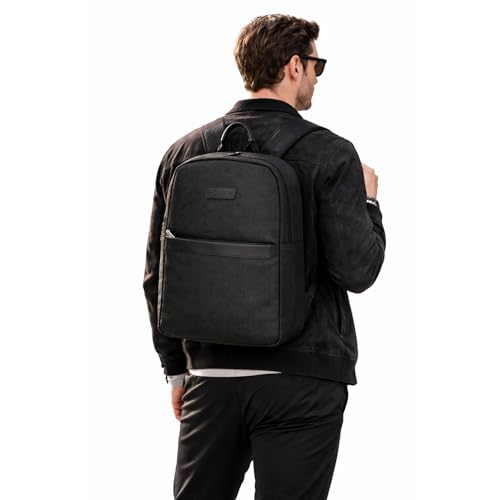 Image of Police Archelo Premium Laptop Backpack - Sleek 15L Laptop Backpack Bag for Men | Durable Vegan Leather Materiel | Office & Travel Ready (Black)