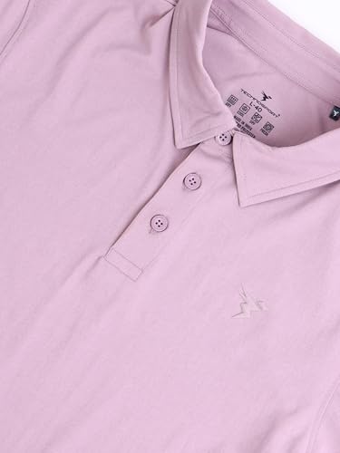 Image of TECHNOSPORT Mens Slim Fit Solid Full Sleeve Cotflex Polo T-Shirt for Regular and Casual Uses