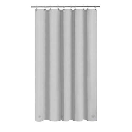 Image of Barossa Design 54W x 78H Stall Shower Curtain Liner Silver Gray - Waterproof Lightweight PEVA Plastic Shower Liner with 3 Magnets & Metal Grommets - Gray Silver
