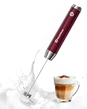 Maestri House Rechargeable Milk Frother, Adjustable 2-Speed Handheld Electric Foam Maker Waterproof Detachable Stainless Steel Whisk Drink Mixer Foamer for Lattes, Cappuccino, No Stand