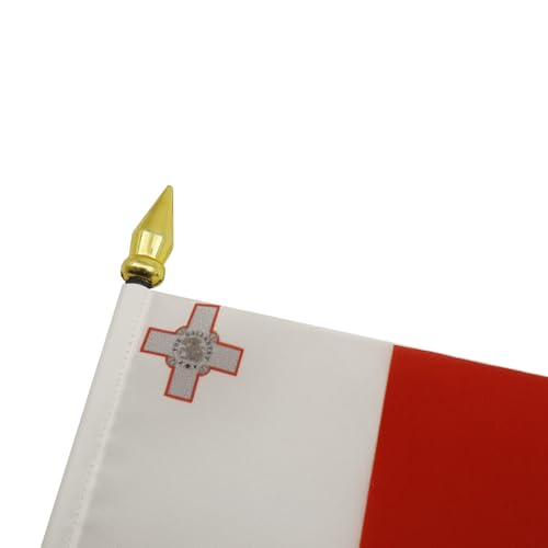 AZ FLAG - Tischflagge Malta - 15x10 cm Goldene Splitze - Republik Malta Tischfahne 10 x 15 Cm - Flaggen