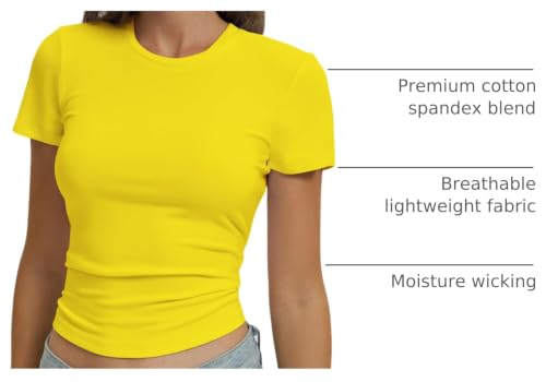 Womens Short Sleeve Tops Basic Cotton T Shirts Fitted Casual Summer Tees - image 4