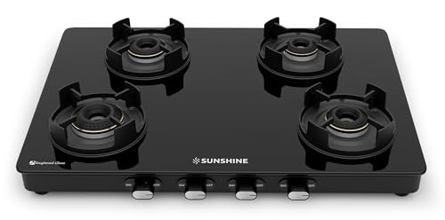 Sunshine Regal Pro Max Gas Stove | 4 Burner Gas Stove | Warranty By Sunshine - 5 Year On Glass...