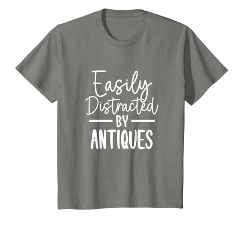 Easily Distracted by Antiques T-Shirt, Youth, Olive Heather, Medium