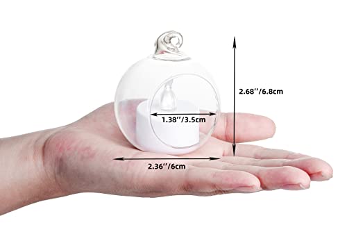 MEETOZ 24 Pcs Hanging Tealight Candle Hoder Glass Globes Terrarium, 2.36 Inches Diameter, Wedding Party Tree Decoration - Image 2