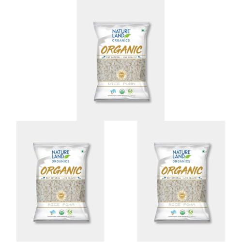 Image of Natureland Organics Rice Poha 500 Gm - Organic Healthy Poha (Pack of 3)