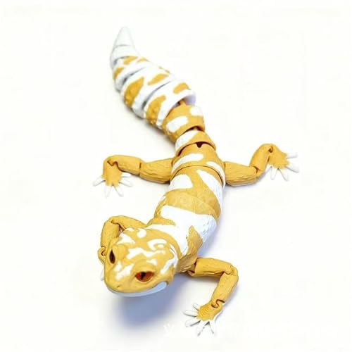 CASOME 3D Printed Leopard Gecko Figurine, Movable Lizard Sculpture for Home Decor, Realistic Reptile Collectible Desk Ornament, Articulated Gecko Model for Reptile Lovers and Collectors