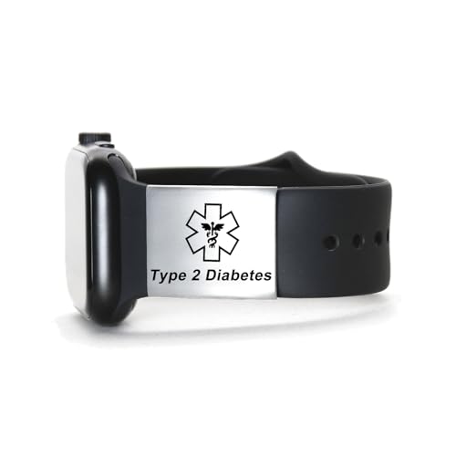 Type 2 Diabetes Medical Alert Tag for Watch Band Laser Engraved Stainless Steel Medical Emergency First Aid Tag Silver
