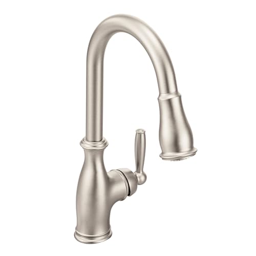 Moen Brantford Spot Resist Stainless Traditional One-Handle Kitchen Faucet with Pulldown Sprayer...