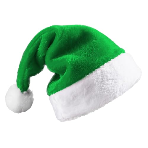 RIBSUQA Weihnachtsmütze Grün, Erwachsene Nikolausmütze für...