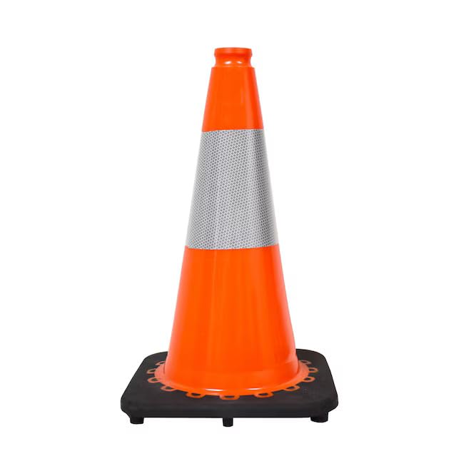 Cordova CTC18R Ultra-Visible 18-Inch Orange Safety Traffic Cone with Heavy-Duty Base, Reflective Stripes & Weather-Resistant PVC - Meets MUTCD Standards for Road & Construction Sites