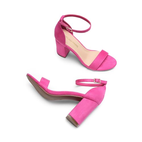 Image of DREAM PAIRS Heels for Women Chunky Block Heel Open Toe Ankle Strap 3.5 Inch Heeled Sandals for Party Date Wedding