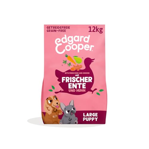 Edgard & Cooper Hundefutter Puppy Getreidefrei für Large Welpen Hunde (12kg), frische Ente & Huhn, ausgewogene Rezeptur speziell für Welpen, mit Karotte, Kurkuma, Thymian und Birne, nie Fleischmehl
