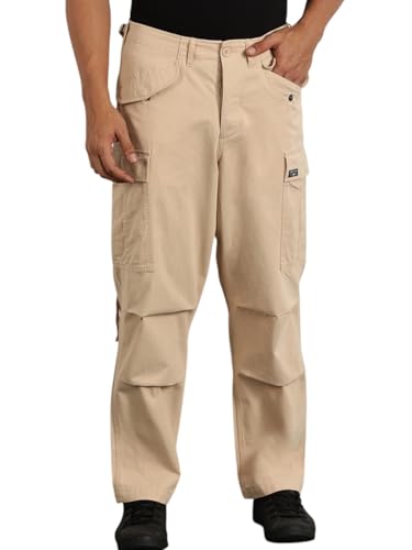 Pantalon cargo homme 100% coton uni à six poches amples Thomas Scott