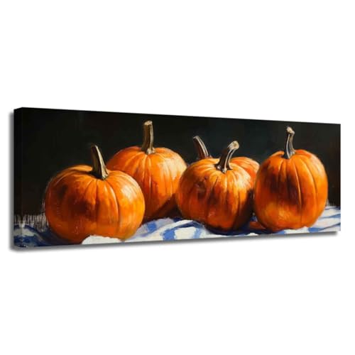 ZSHARTSWD Farmhouse Fall Wall Art Large Pumpkin Oil Painting Rustic