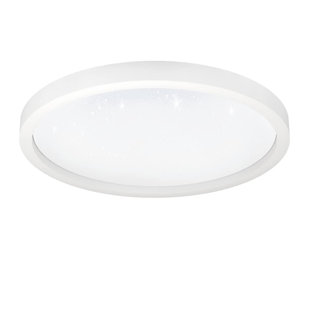 EGLO connect.z Smart Home LED ceiling lamp Montemorelos-Z, Zigbee, crystal effect, app and voice control Alexa, tunable white light (warm - cool white), RGB, dimmable spotlight, white, Ø 22 in