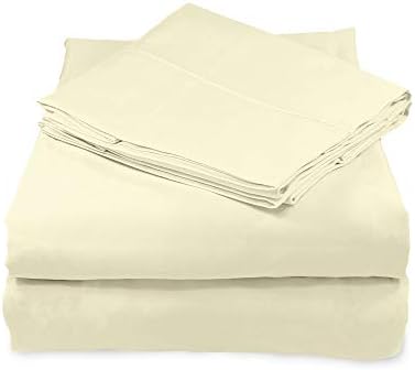 Whisper Organics, 100% Organic Cotton Sheets - 300 Thread Count Bed Sheets Set - Premium Quality Sheets - Deep Pocket Sheet Set - GOTS Certified, Natural (Queen Size)