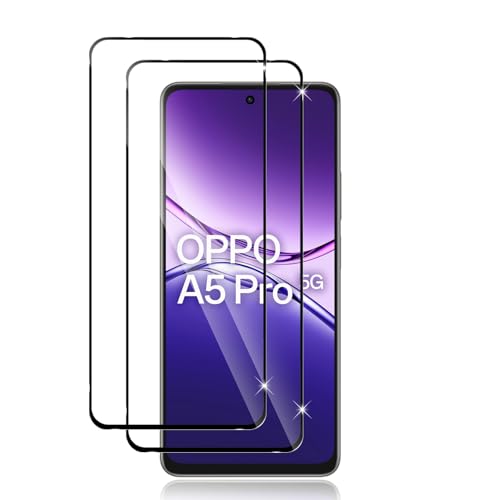 Datree 2 Piezas Protector de Pantalla para OPPO A5 Pro, HD Cristal Templado, Dureza 9H Sin Burbujas, Alta Definicion,Anti-Arañazos Cristal Templado -Negro