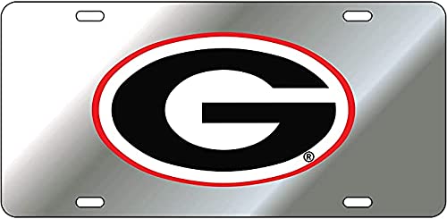 Dixie Dawgs Georgia Acrylic License Plate Officially Licensed UGA Bulldogs Silver G