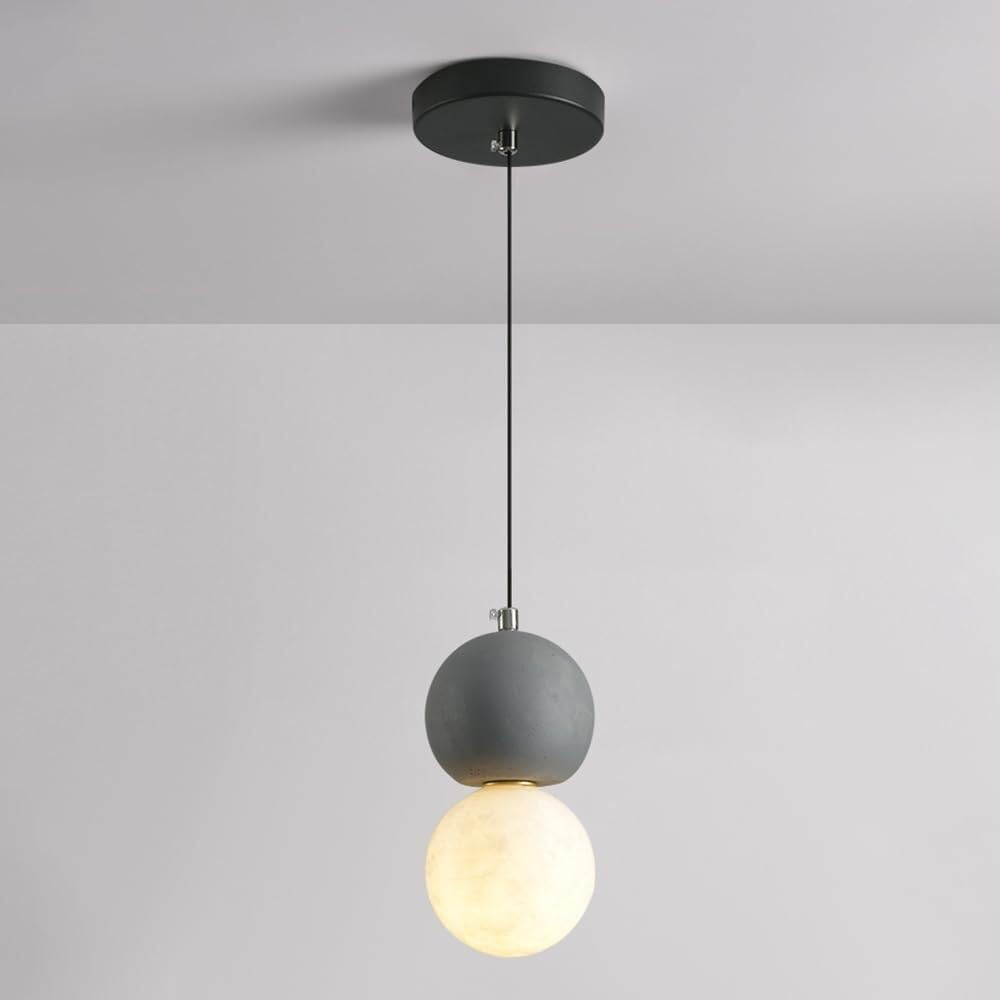 Vfdaswqq Black Lamp, Terrazzo Chandelier Modern Industrial With Cement Shade For Dining(Black)