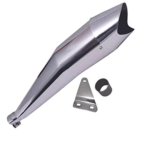 NEW RIDER Bike 38M Silencer Exhaust Glasswool Shark Chrome Bullet Filter Exhaust With Zed Clamp & Bush for Royal Enfield Bullet Classic 350-image-46