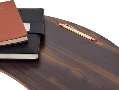 Image of Vruta Wood Curved Lap Desk Use on Chair & Bed as Study Pad or Writing Pad Table Tray with Handles for Laptop Multipurpose Board Both Side Pre Laminated Wooden (Made in India) (Brown), 780 x 8 Mm