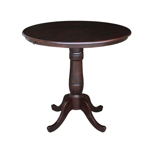 36" Round Top Pedestal Dining Table, 29.1" High, Rich Mocha
