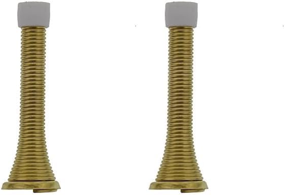 70010 Tope de puerta de resorte, acabado de latón prémium (paquete de 2)