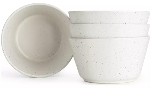 Image of Addison Set of 4 Stoneware Cereal Bowl This Speckled Stoneware Set is Great for Showing Off Colourful Curries, Seasonal Soups and Morning Muesli - White