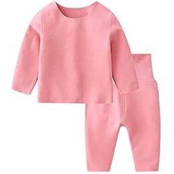 Pijamas Termicas Para Niñas SONARIN Ropa Interior Térmica para Bebé,Conjunto Térmico para Bebés Niños Niñas Camisas e Pantalones Conjuntos de Pijamas Térmica Ropa de Dormir Camisones Manga Larga para 0-24 Meses(Rosa)