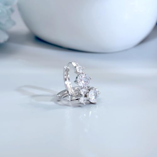 Big Huggie Hoop Earrings Sterling Silver 6MM Diamond Cubic Zirconia Cuff Cartilage Earring Sparkling Round Cut CZ Huggie Earrings for Women Hypoallergenic Earrings Jewelry Gifts Birthday4